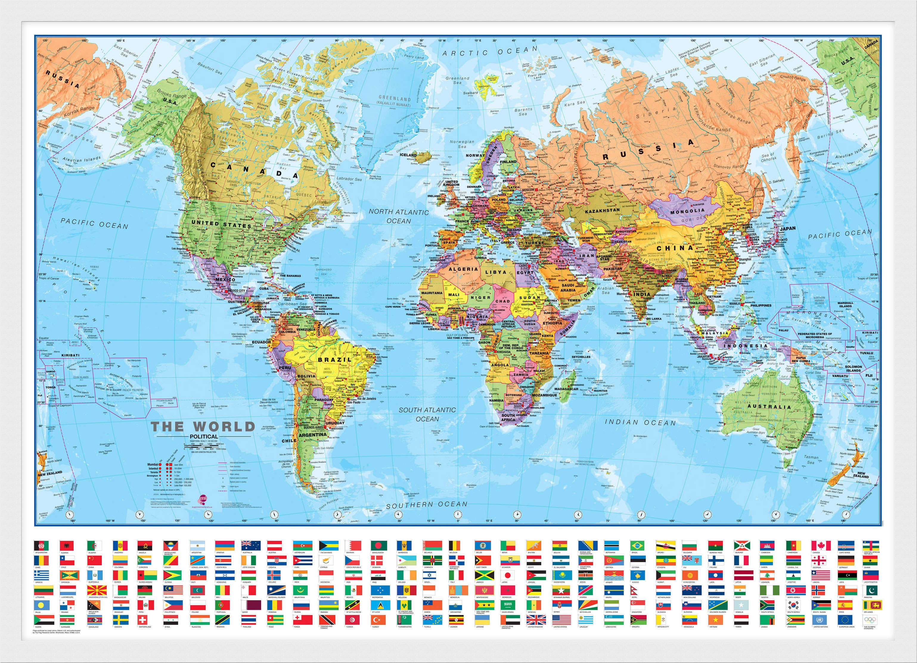 WM00002_M_BWWHI - Political World Map with country flags