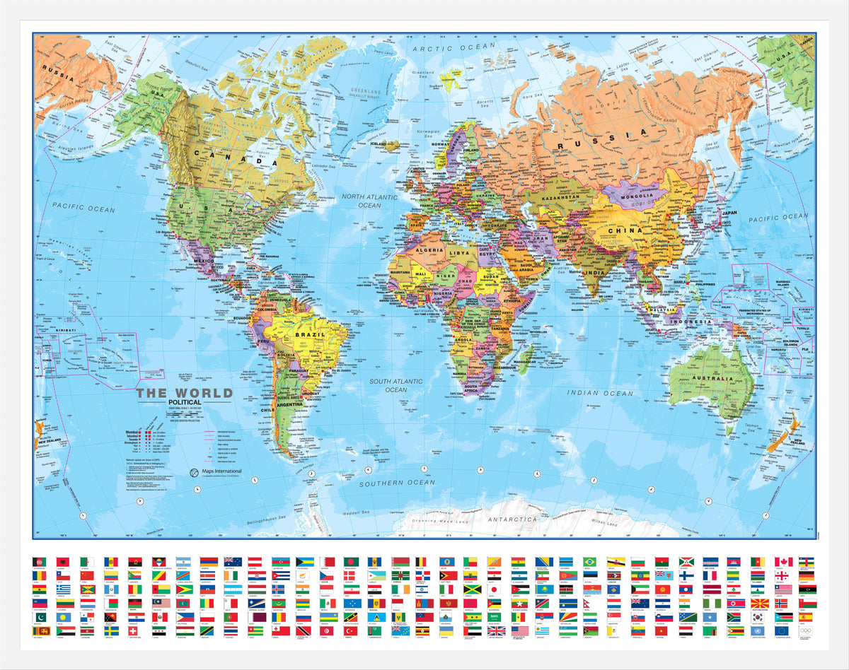 WM00002_S_WDWHI - Political World Map with country flags