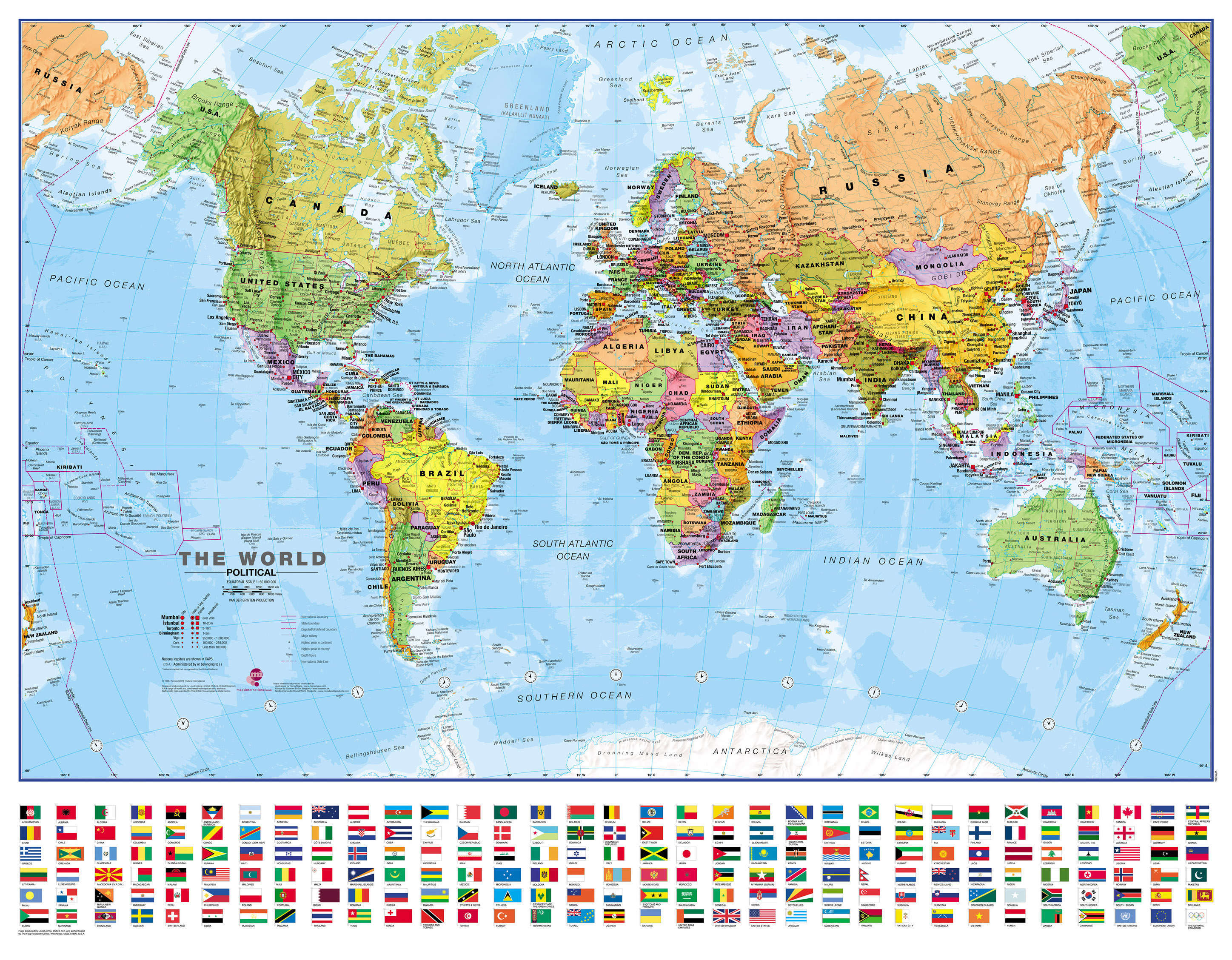 WM00002_S_PAPER - Political World Map with country flags