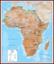 Large Africa Wall Map Physical (Pinboard & framed - Dark Oak)