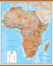 Large Africa Wall Map Physical (Rolled Canvas with Wooden Hanging Bars)