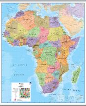 Large Africa Wall Map Political (Rolled Canvas with Hanging Bars)