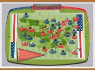 Large American Football Stadiums Map (Rolled Canvas with Wooden Hanging Bars)