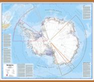 Large Antarctica Wall Map Political (Wooden hanging bars)