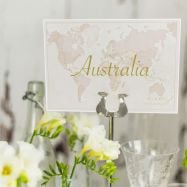 Antique World Countries Wedding Table Name Cards