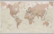 Large Antique World Map (Rolled Canvas with Hanging Bars)