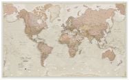 Large Antique World Map (Wood Frame - White)