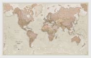 Medium Antique World Map (Wood Frame - White)