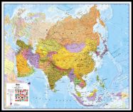 Large Asia Wall Map Political (Pinboard & framed - Black)