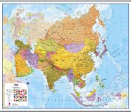 Large Asia Wall Map Political (Rolled Canvas with Hanging Bars)
