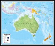 Huge Australasia Wall Map Political (Pinboard & framed - Black)