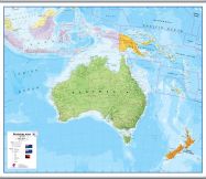Huge Australasia Wall Map Political (Hanging bars)