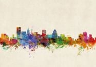 Medium Baltimore Maryland Watercolour Skyline (Rolled Canvas - No Frame)