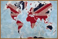 Large Best of British Map of the World (Pinboard & wood frame - Teak)