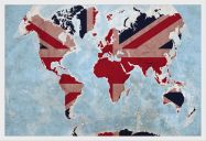 Small Best of British Map of the World (Wood Frame - White)
