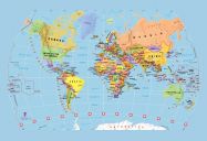 Blue Children's World Map Wallpaper