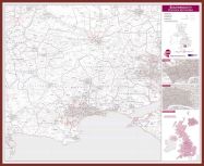 Bournemouth Postcode Sector Map (Pinboard & framed - Dark Oak)