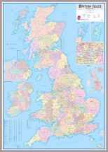 Huge British Isles Administrative Map (Pinboard & framed - Silver)