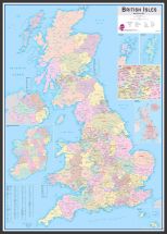 Large British Isles Administrative Map (Wood Frame - Black)