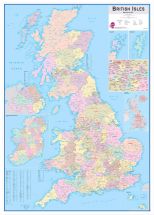 Large British Isles Administrative Map (Pinboard & wood frame - White)