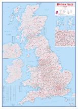 Large British Isles Postcode Map (Wood Frame - White)