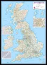 Large British Isles Routeplanning Map (Pinboard & framed - Black)