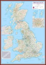 Huge British Isles Routeplanning Map (Pinboard & framed - Dark Oak)