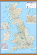 Huge British Isles Routeplanning Map (Wooden hanging bars)