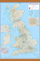 Medium British Isles Routeplanning Map (Wooden hanging bars)