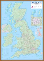 Large British Isles Sales and Marketing Map (Pinboard & wood frame - Teak)