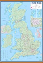 Huge British Isles Sales and Marketing Map (Rolled Canvas with Wooden Hanging Bars)
