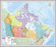 Large Canada Wall Map Political (Pinboard & framed - Silver)