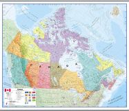 Large Canada Wall Map Political (Rolled Canvas with Hanging Bars)