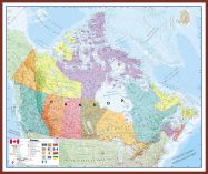 Huge Canada Wall Map Political (Pinboard & framed - Dark Oak)