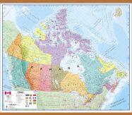 Large Canada Wall Map Political (Wooden hanging bars)