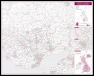 Cardiff and Swansea Postcode Sector Map (Pinboard & framed - Black)