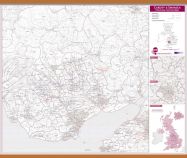 Cardiff and Swansea Postcode Sector Map (Wooden hanging bars)