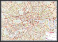 Large Central London street Wall Map (Pinboard & wood frame - Black)