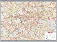 Large Central London street Wall Map (Rolled Canvas with Hanging Bars)