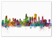 Medium Chicago Illinois Watercolour Skyline (Canvas)