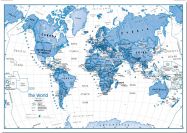 Huge Children's Art Map of the World Blue (Pinboard)
