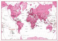 Medium Children's Art Map of the World Pink (Pinboard)