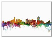 Medium Cincinnati Ohio Watercolour Skyline (Canvas)