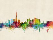 Large Dubai Watercolour Skyline (Rolled Canvas - No Frame)