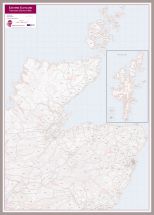 East Scotland (incl. Orkney and Shetlands) Postcode District Map (Pinboard & framed - Silver)