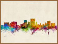 Large El Paso Texas Watercolour Skyline (Pinboard & wood frame - Teak)