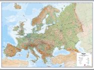 Large Europe Wall Map Physical (Rolled Canvas with Hanging Bars)