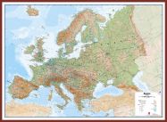 Large Europe Wall Map Physical (Pinboard & framed - Dark Oak)
