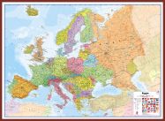 Huge Europe Wall Map Political (Pinboard & framed - Dark Oak)