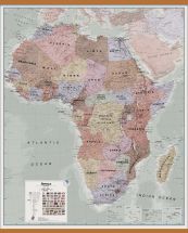 Large Executive Africa political Wall Map (Rolled Canvas with Wooden Hanging Bars)
